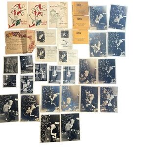 Christmas Photo Lot Santa Claus, Kids, Cards & Real Photo Ephemera 1940s-50s MCM